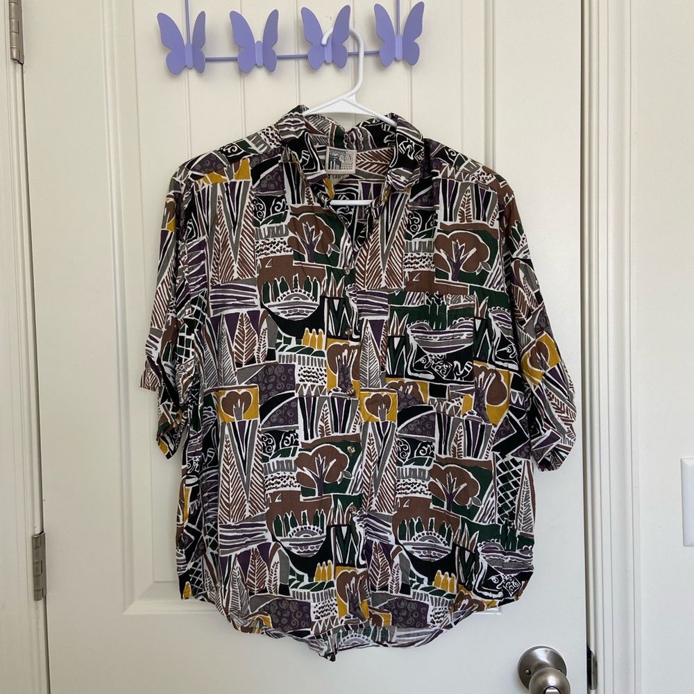Vintage Tarazzia Design Group adult abstract patterned button down shirt — large